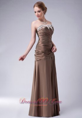 Ruched Brown Taffeta Mothers Dresses For Weddings