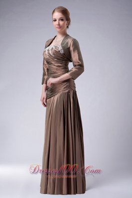 Ruched Brown Taffeta Mothers Dresses For Weddings