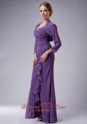 Light Purple Ruffles Mother In Law Dress With Jacket