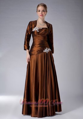 Ruched Strapless Mothers Dresses For Weddings Brown