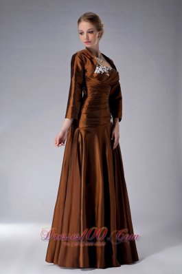 Ruched Strapless Mothers Dresses For Weddings Brown