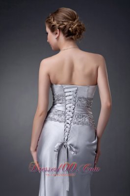 Silver Fitted Mother Of The Bride Dress With Open Back