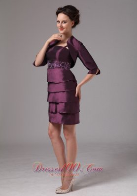 Layered Mothers Dresses For Weddings Dark Purple Short