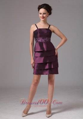 Layered Mothers Dresses For Weddings Dark Purple Short