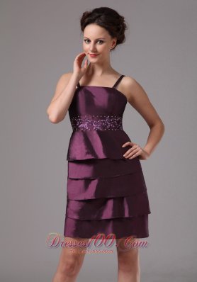 Layered Mothers Dresses For Weddings Dark Purple Short