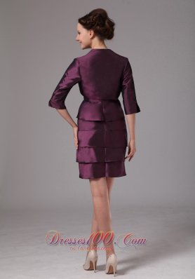 Layered Mothers Dresses For Weddings Dark Purple Short