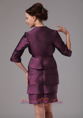 Layered Mothers Dresses For Weddings Dark Purple Short