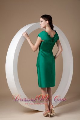 Green Ruffles Cap Sleeves Bridesmaid Mother Dress