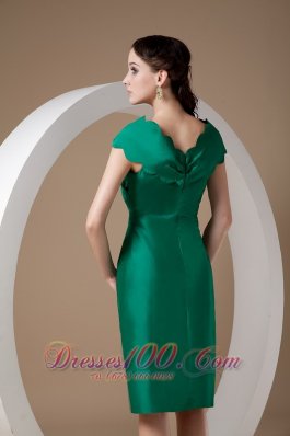 Green Ruffles Cap Sleeves Bridesmaid Mother Dress