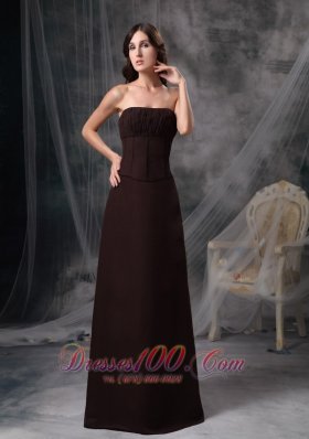 Dark Brown Strapless Bridesmaid Dress Chiffon