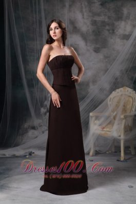 Dark Brown Strapless Bridesmaid Dress Chiffon