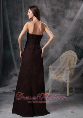 Dark Brown Strapless Bridesmaid Dress Chiffon