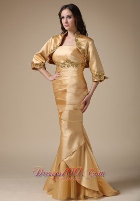 Mermaid Gold Mother Of Bride Dress With Jacket