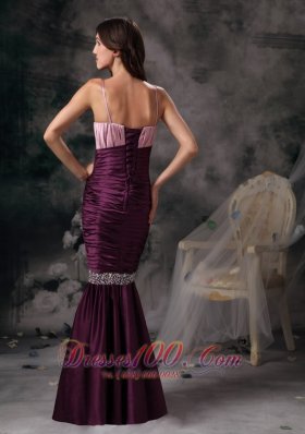 Mermaid Wine Red Ruched Mother Bride Dress