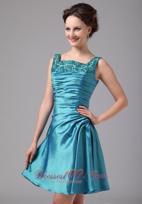 Short Mother Of Bride Dress Turquoise Ruched