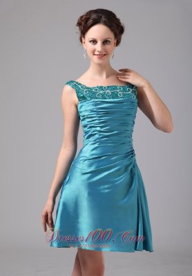 Short Mother Of Bride Dress Turquoise Ruched