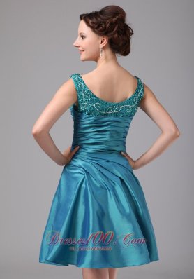 Short Mother Of Bride Dress Turquoise Ruched