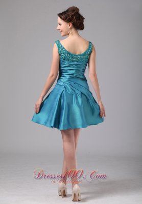 Short Mother Of Bride Dress Turquoise Ruched