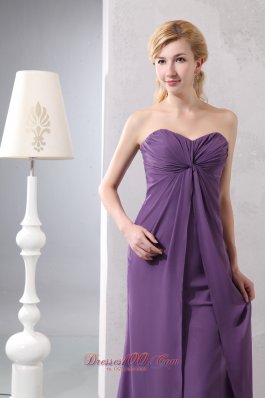 Elegant Purple Sweetheart Ruched Chiffon Prom Dress