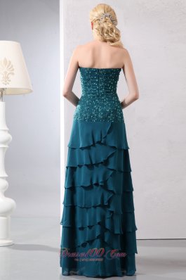 Layered Teal Chiffon Prom Dress With Jacket