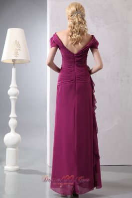 Prom Dress With Cap Sleeves Burgundy Layered Chiffon