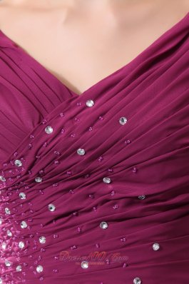 Prom Dress With Cap Sleeves Burgundy Layered Chiffon