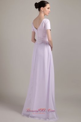 Chiffon V-neck Ruch Short Sleeves Mother Of The Bride Dress