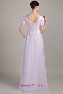 Chiffon V-neck Ruch Short Sleeves Mother Of The Bride Dress