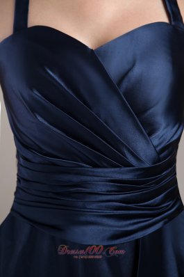 Navy Blue Halter Waistband Mother of the Bride Dress