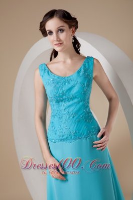 Beading Chiffon Straps Ankle-length Teal Prom Dress