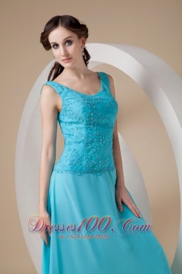 Beading Chiffon Straps Ankle-length Teal Prom Dress