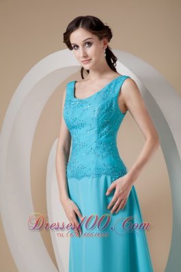 Beading Chiffon Straps Ankle-length Teal Prom Dress