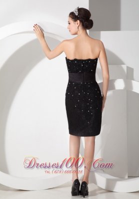 Sweetheart Beading Belt Black Prom Dress