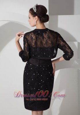 Sweetheart Beading Belt Black Prom Dress