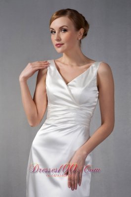 Ivory V-neck Ruch Mother Of The Bride Dress