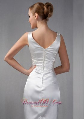 Ivory V-neck Ruch Mother Of The Bride Dress