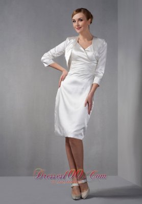 Ivory V-neck Ruch Mother Of The Bride Dress