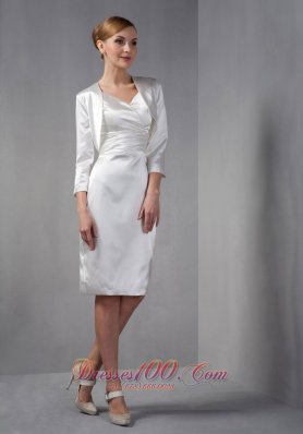 Ivory V-neck Ruch Mother Of The Bride Dress