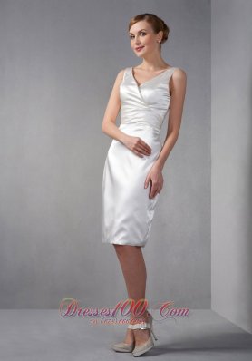 Ivory V-neck Ruch Mother Of The Bride Dress