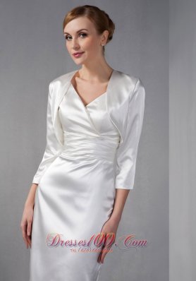 Ivory V-neck Ruch Mother Of The Bride Dress