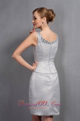 Satin Beading Scoop Column Mother Of The Bride Dress