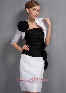 Black and White Hand Made Flowers Mother Bride Dress