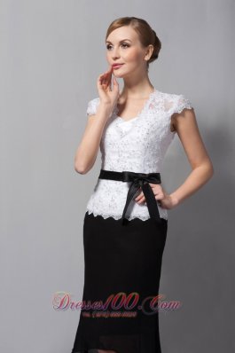 Square Neck Sash Lace Mother Of The Bride Dress