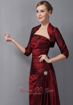 Burgundy Ruch Taffeta Mother Of The Bride Dress