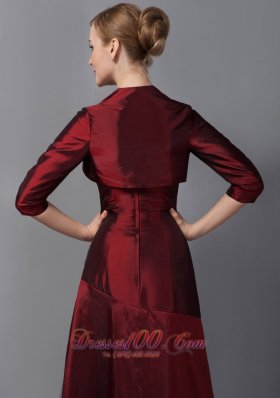 Burgundy Ruch Taffeta Mother Of The Bride Dress