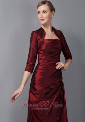 Burgundy Ruch Taffeta Mother Of The Bride Dress