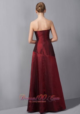 Burgundy Ruch Taffeta Mother Of The Bride Dress