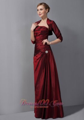 Burgundy Ruch Taffeta Mother Of The Bride Dress