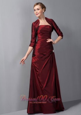 Burgundy Ruch Taffeta Mother Of The Bride Dress