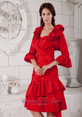 Ruch Sweetheart Sleeves Red Mother of the Bride Dress